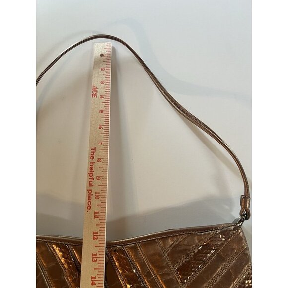David Mehler for DAME 70s vintage snakeskin leather copper crescent shoulder bag - Picture 9 of 13
